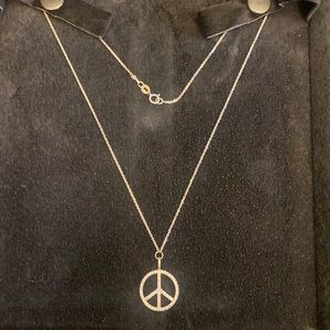 Diamond and 14k gold Peace necklace